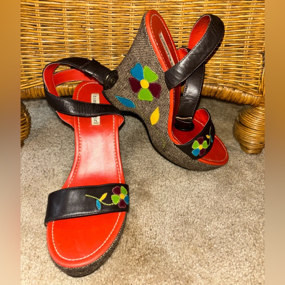 Tommy Girl Platform Wedge Embroidered Boho 8